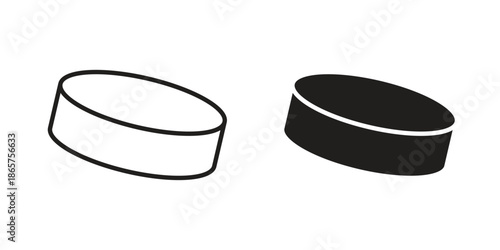 Hockey puck icons Black vector illustration for social media, app, and web