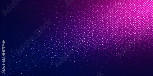 A magical winter night sky filled with stars and a purple galaxy nebula reflects through water rain drops on the window creating a dark blue Christmas holiday pattern of light particles