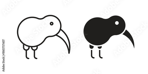 Kiwi bird icons Black vector illustration for social media, app, and web