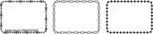 "Decorative rectangular frames with dotted and ornamental borders. Vintage style outline frames isolated on white background. Ideal for labels, cards, invitations, packaging, and design templates."