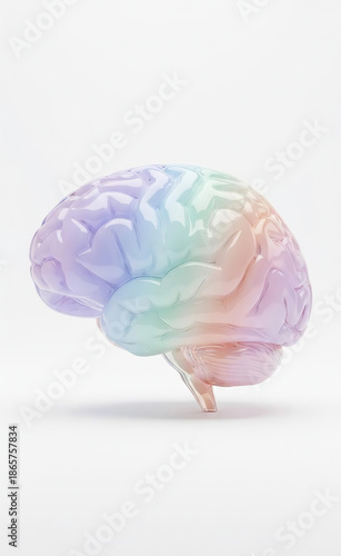 A pastel-colored brain illustration symbolizing creativity, thought, and learning in a vibrant, multicolored design on a white background