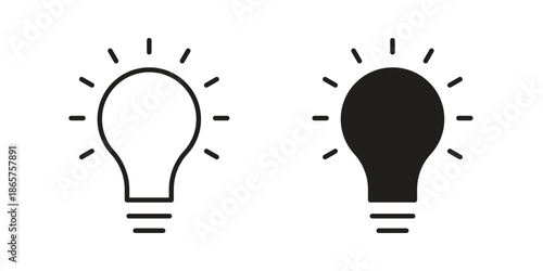 Light bulb icons Black vector illustration for social media, app, and web