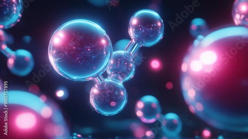 Wallpaper Mural Abstract visualization of molecular structures with glowing neon lights and particles Torontodigital.ca