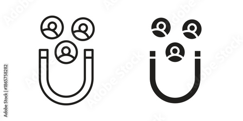Magnet user icons Black vector illustration for social media, app, and web