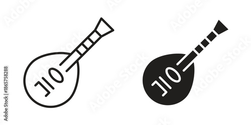 Mandolin icons Black vector illustration for social media, app, and web