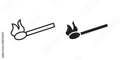 Match fire icons Black vector illustration for social media, app, and web