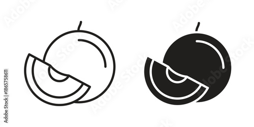 Melon icons Black vector illustration for social media, app, and web