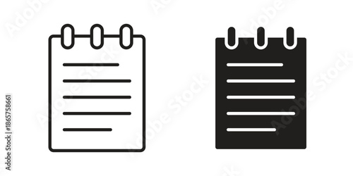 Memo Pad icons Black vector illustration for social media, app, and web