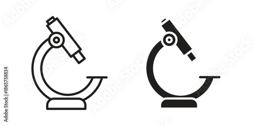 Microscope icons Black vector illustration for social media, app, and web