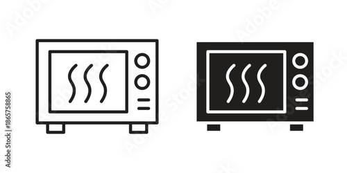 Microwave icons Black vector illustration for social media, app, and web