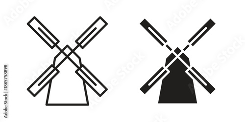 Mill signs Black vector illustration for social media, app, and web