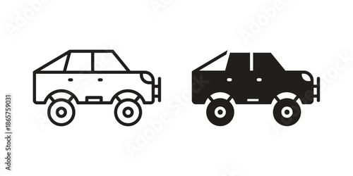 Monster truck icons Black vector illustration for social media, app, and web