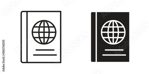 Passport icons Black vector illustration for social media, app, and web