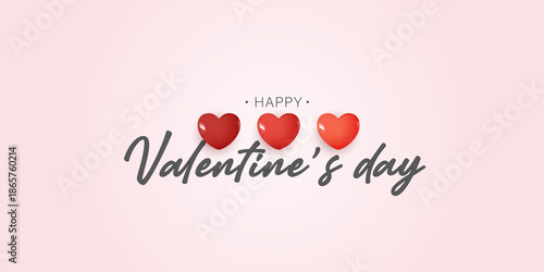 Romantic heart for valentine's day, playful typography. Valentine's Day background with 3D red hearts and elegant love typography, perfect for celebration, greeting cards and romantic. vector design.