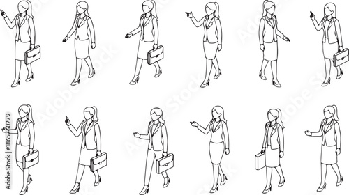 Business women walking in professional attire flat design vector illustration