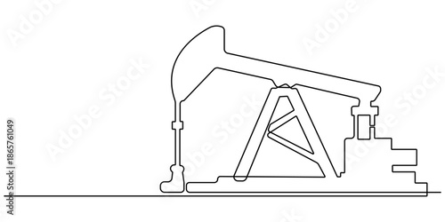 Continuous line art of oil pump station. Petrol transportation gasoline silhouette. Oil gas economy industrial concept. Vector illustration.