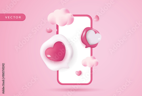 Pink podium display background products for valentine’s day in love platform. stand to show cosmetic with craft style. symbols of love for happy. vector design.