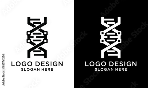 DNA double helix structure logo design representing genetics and scientific research.