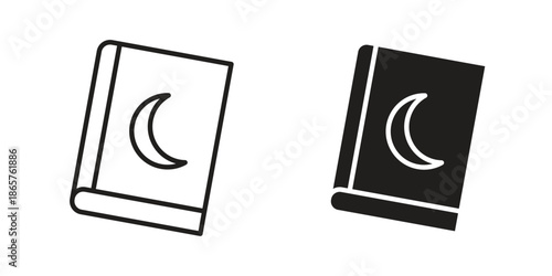 Quran book icons Black vector illustration for social media, app, and web