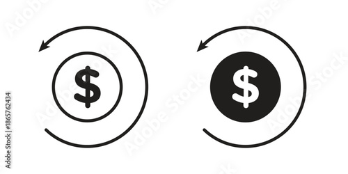 Refund icons Black vector illustration for social media, app, and web