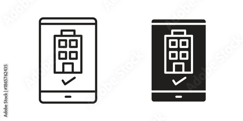 Reservation smartphone icons Black vector illustration for social media, app, and web