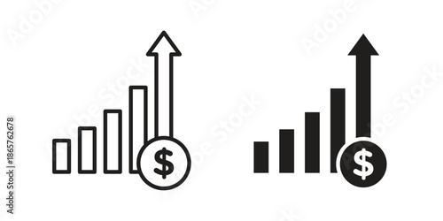Revenue icons Black vector illustration for social media, app, and web