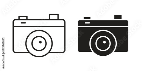 Retro camera icons Black vector illustration for social media, app, and web
