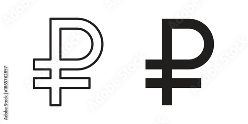 Ruble icons Black vector illustration for social media, app, and web