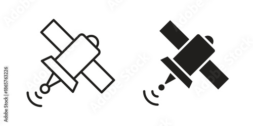 Satellite icons Black vector illustration for social media, app, and web