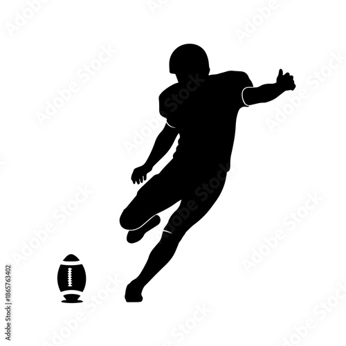American Football Kicker Silhouette - Football Player Kicking Ball Vector Illustration