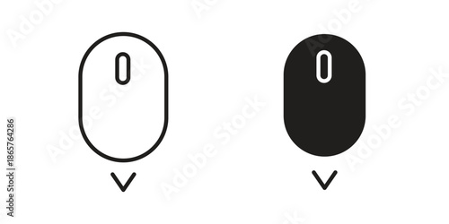 Scroll down computer mouse icons Black vector illustration for social media, app, and web