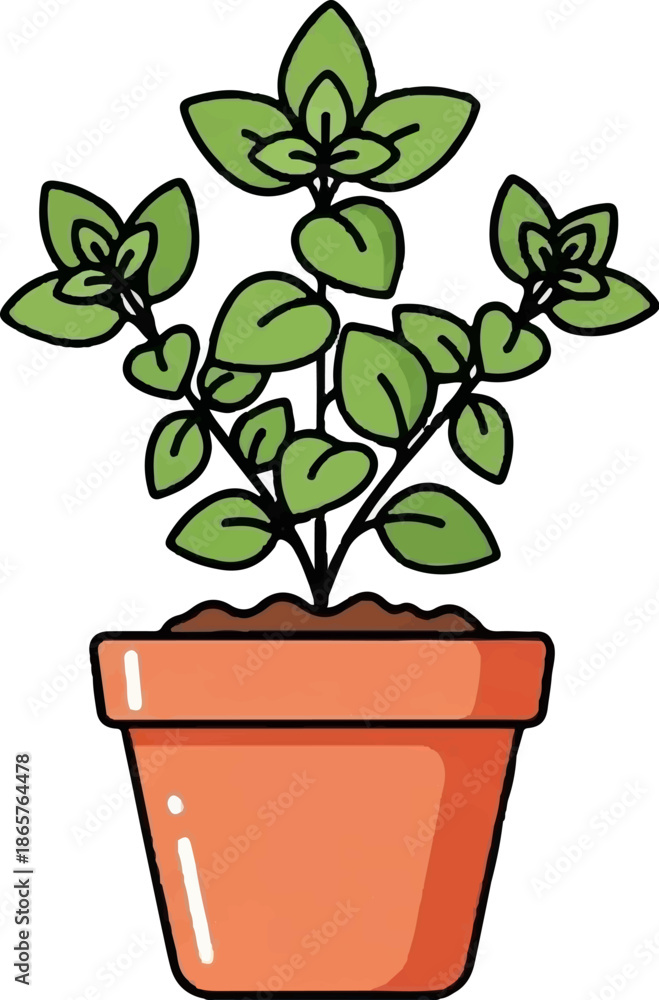 Obraz premium A potted plant with vibrant green leaves and an orange terracotta pot