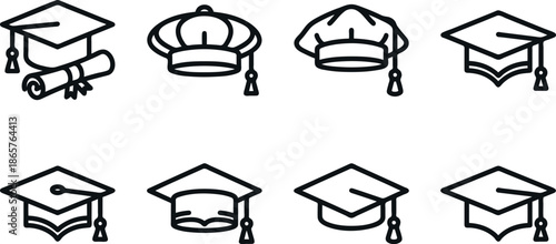 Graduation caps and academic hats collection