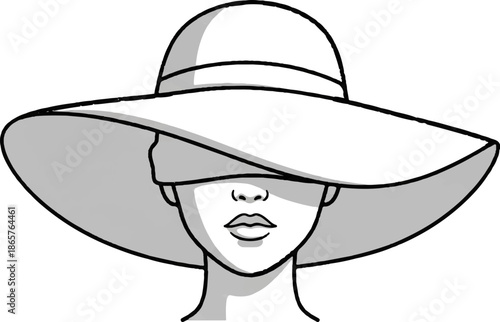 Minimalist illustration of a face obscured by a wide-brimmed hat