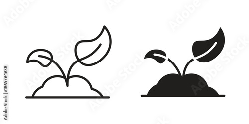 Seedling icons Black vector illustration for social media, app, and web
