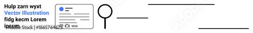 Online security, identity verification, search tools, digital profiles, user authentication, cybersecurity. Minimalist design with a search icon and profile elements. Online security and identity