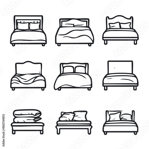 Collection of nine different bed designs  
