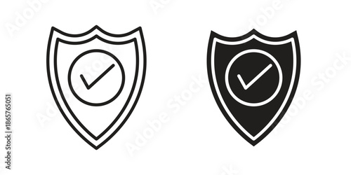 Shield check mark icons Black vector illustration for social media, app, and web
