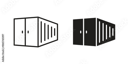 Shipping Container icons Black vector illustration for social media, app, and web