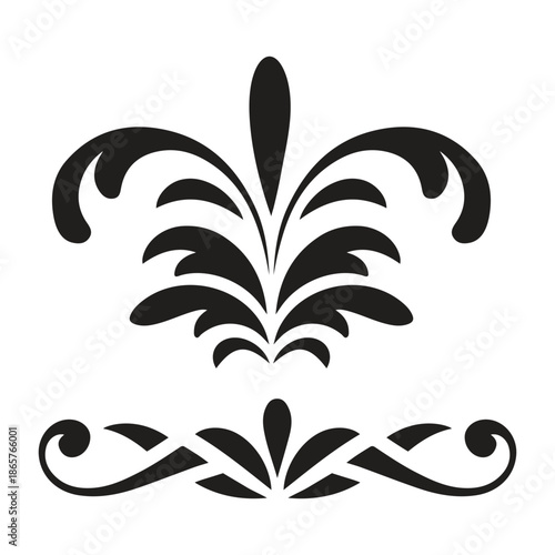 Vintage Floral Ornament Swirl Vector Set, ai generated