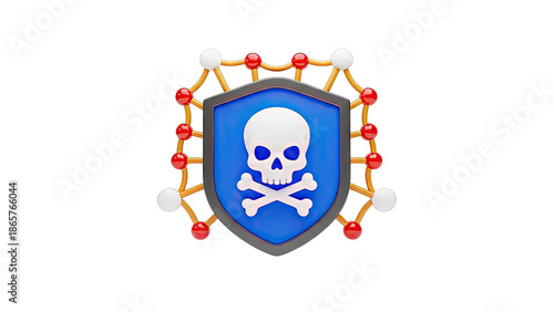 Skull and Crossbones Shield with Molecular Structure Border