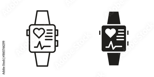 Smart watch icons Black vector illustration for social media, app, and web