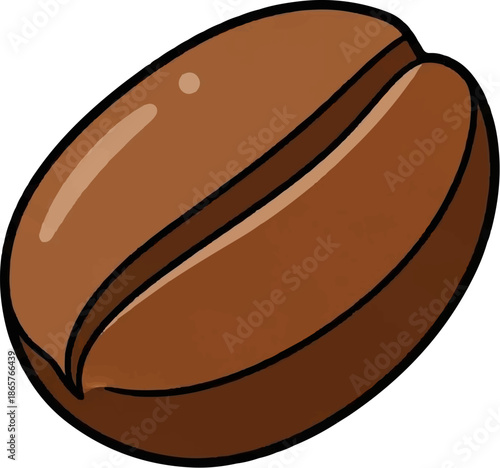 A simple, isolated drawing of a single roasted coffee bean