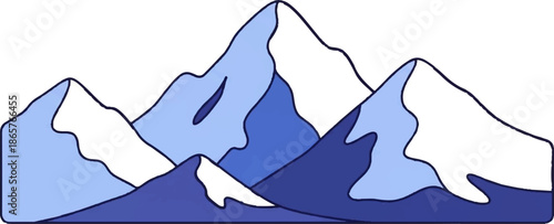 Abstract representation of layered mountain peaks in varying shades of blue and white