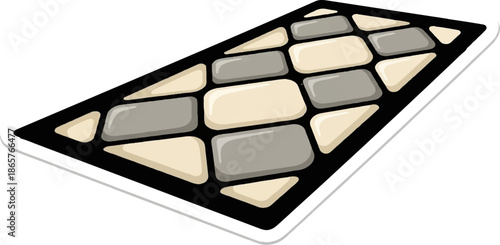 Textured pathway with cream and grey stones on a black background