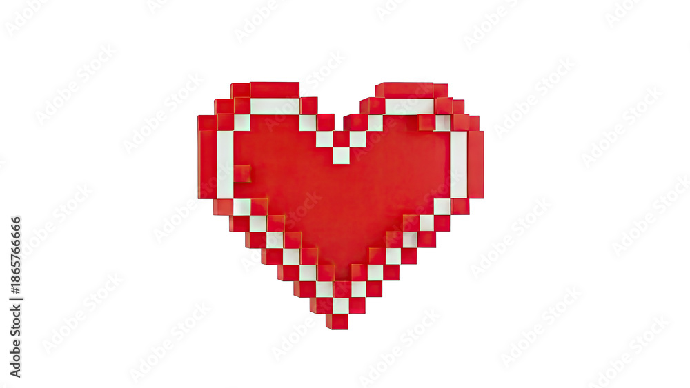 Obraz premium 3D Pixel Heart Icon