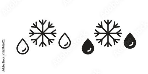 Snowflake droplets icons Black vector illustration for social media, app, and web