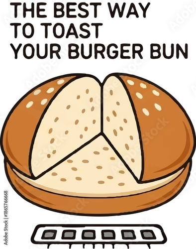 Toasted burger bun, sliced and ready