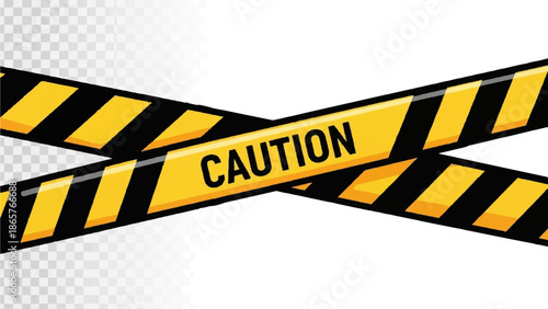 Black and yellow striped caution tape crossing