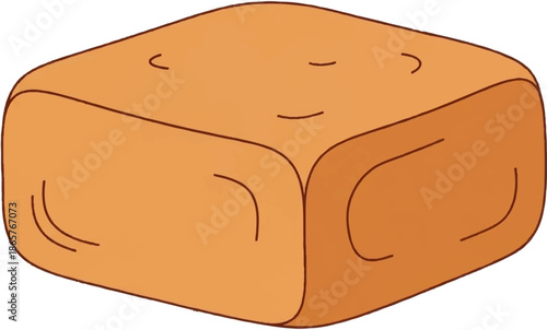 A simple cartoonish depiction of a single, soft, brown bread roll or bun